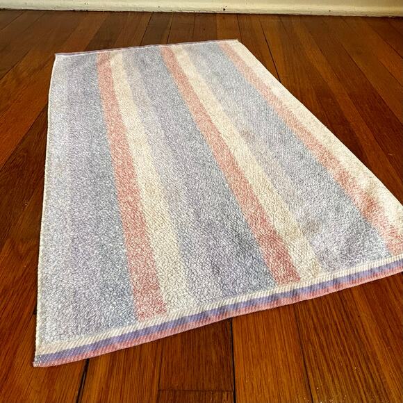 Vintage Fieldcrest Hand Towel - Pastel Striped Cotton Blend, Made in USA - Picture 1 of 10